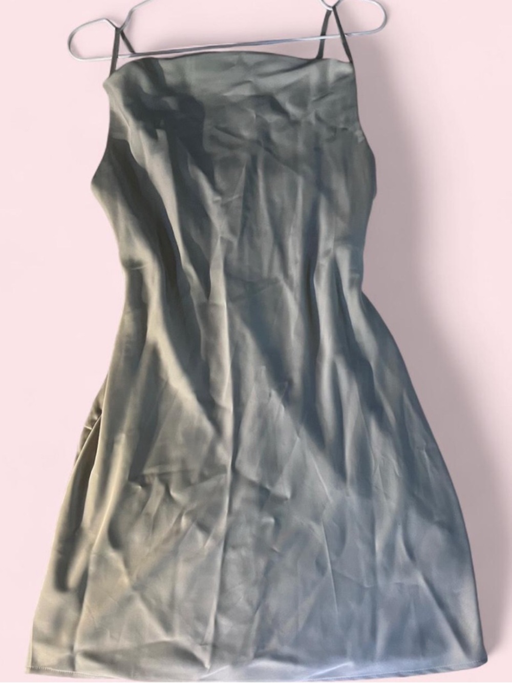 Urban Outfitters Olive Sage Green Satin Mini Slip Dress